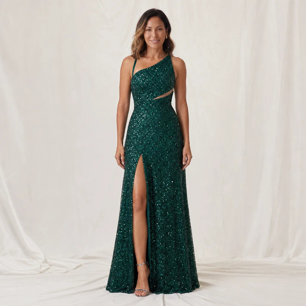 Zoe | Women's Sequin Dress - Color:Green;Size:S