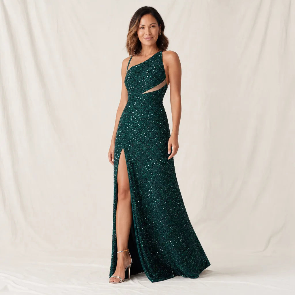 Women's Green Zoe Sequin Mermaid Gown