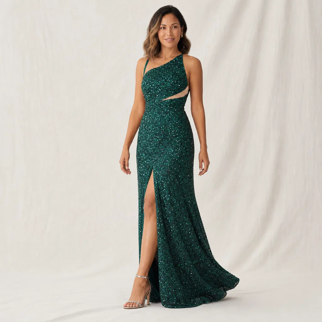 Women's Green Zoe Sequin Mermaid Gown